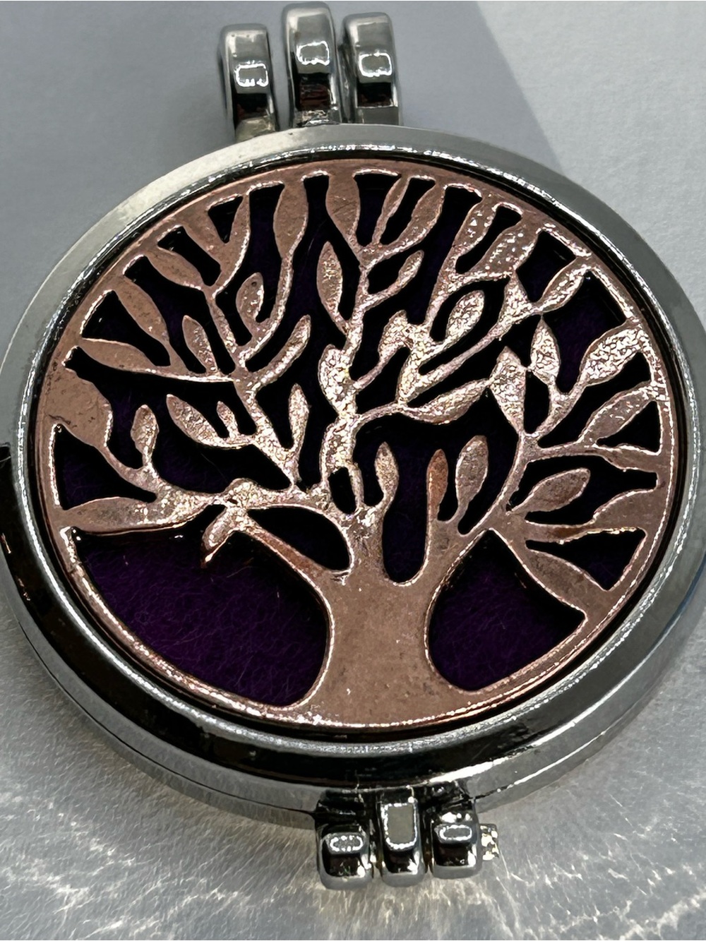 Tree of Life Silver Tone Diffuser Pendant - Purple